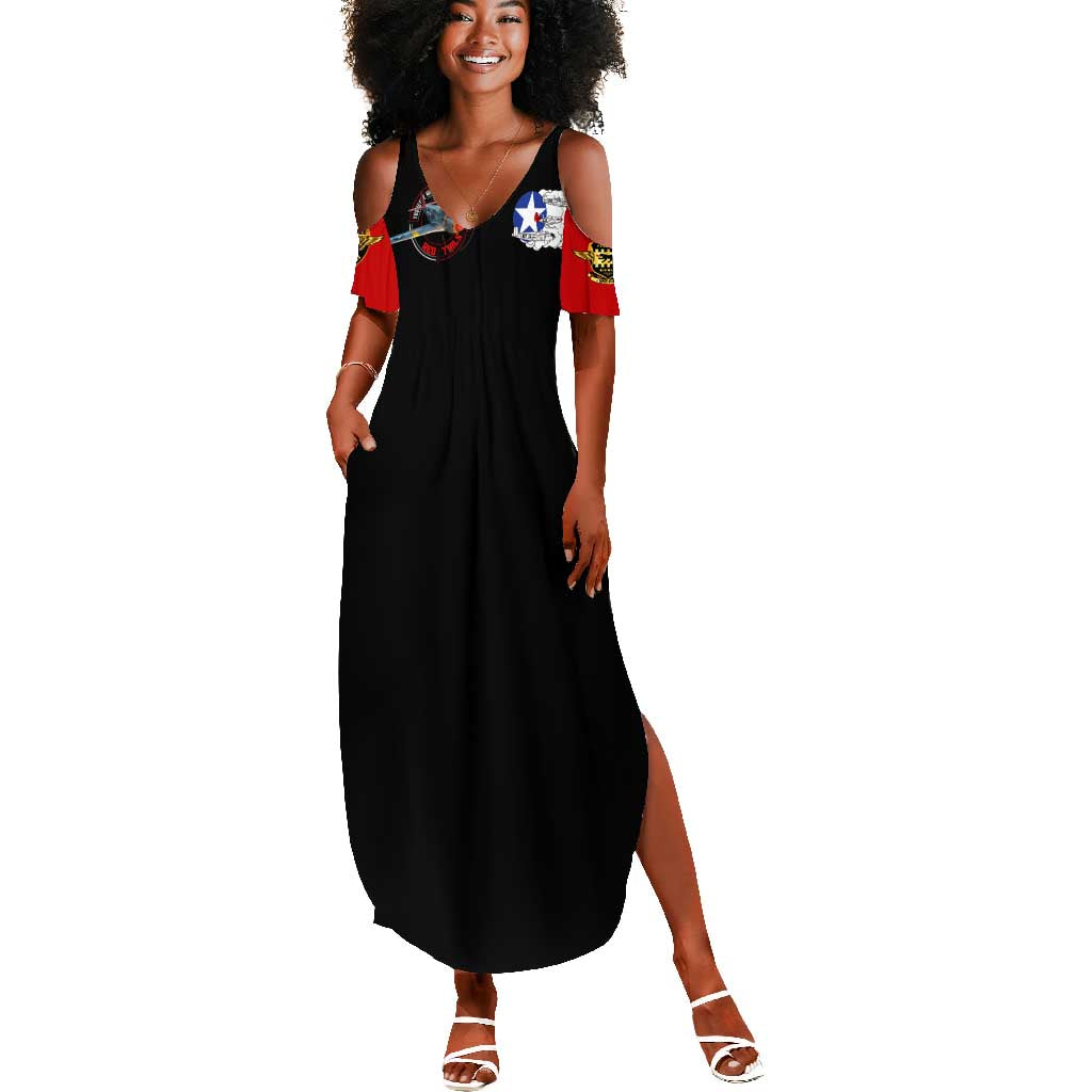 Red Tails Tuskegee Airmen Summer Maxi Dress Black History Fighter Plane Patriotic Tribute - African Pride
