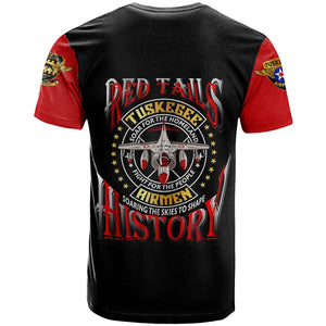 Red Tails Tuskegee Airmen T shirt Black History Fighter Plane Patriotic Tribute - African Pride