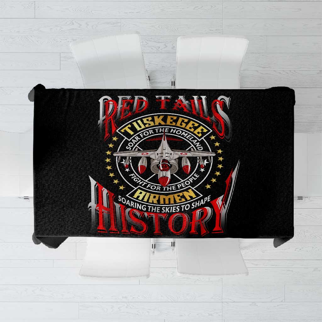 Red Tails Tuskegee Airmen Tablecloth Black History Fighter Plane Patriotic Tribute - African Pride
