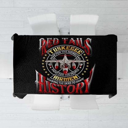 Red Tails Tuskegee Airmen Tablecloth Black History Fighter Plane Patriotic Tribute - African Pride