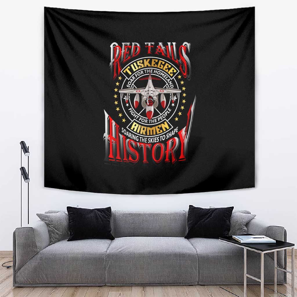 Red Tails Tuskegee Airmen Tapestry Black History Fighter Plane Patriotic Tribute - African Pride