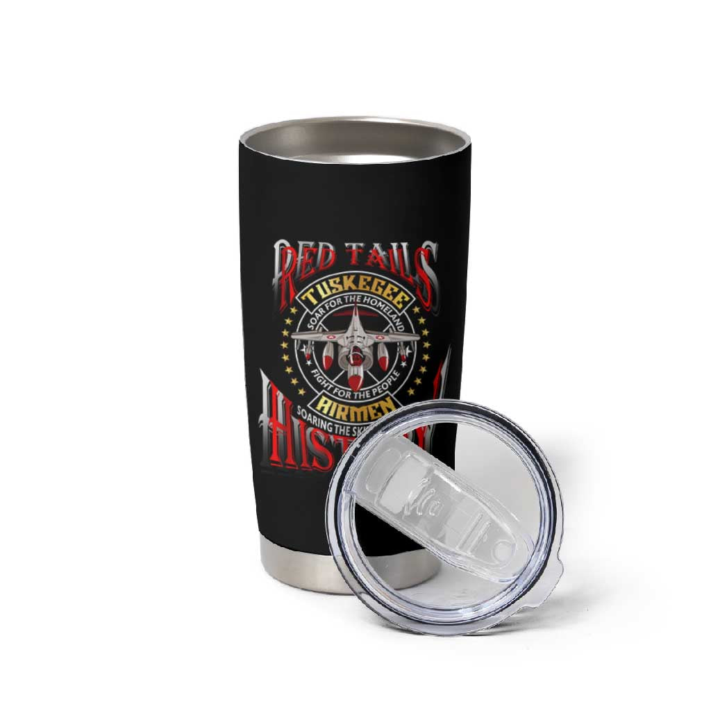 Red Tails Tuskegee Airmen Tumbler Cup Black History Fighter Plane Patriotic Tribute - African Pride