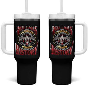 Red Tails Tuskegee Airmen Tumbler With Handle Black History Fighter Plane Patriotic Tribute - African Pride