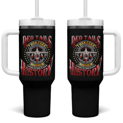 Red Tails Tuskegee Airmen Tumbler With Handle Black History Fighter Plane Patriotic Tribute - African Pride