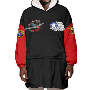Red Tails Tuskegee Airmen Wearable Blanket Hoodie Black History Fighter Plane Patriotic Tribute - African Pride