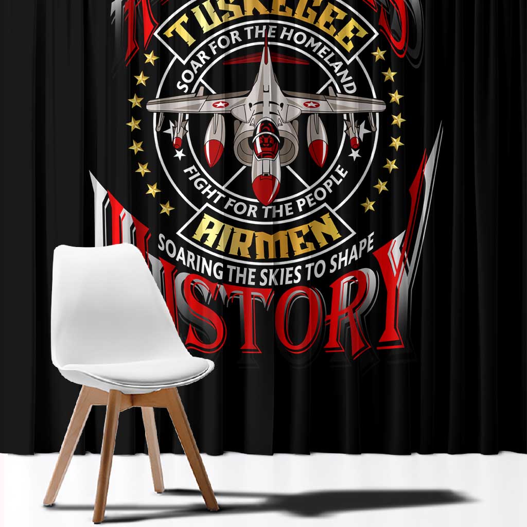 Red Tails Tuskegee Airmen Window Curtain Black History Fighter Plane Patriotic Tribute - African Pride