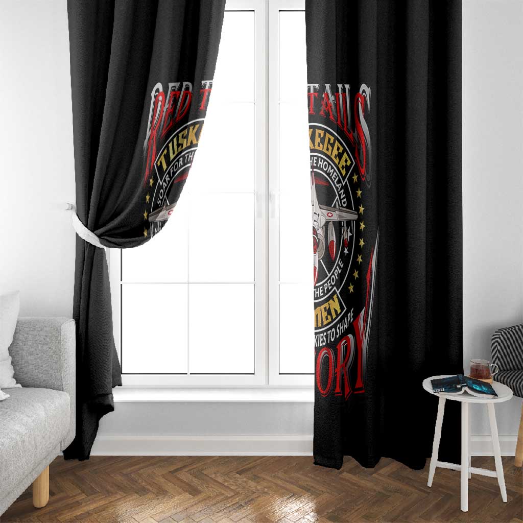 Red Tails Tuskegee Airmen Window Curtain Black History Fighter Plane Patriotic Tribute - African Pride