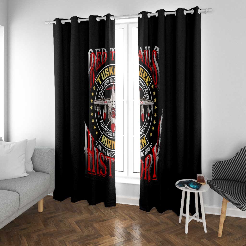 Red Tails Tuskegee Airmen Window Curtain Black History Fighter Plane Patriotic Tribute - African Pride