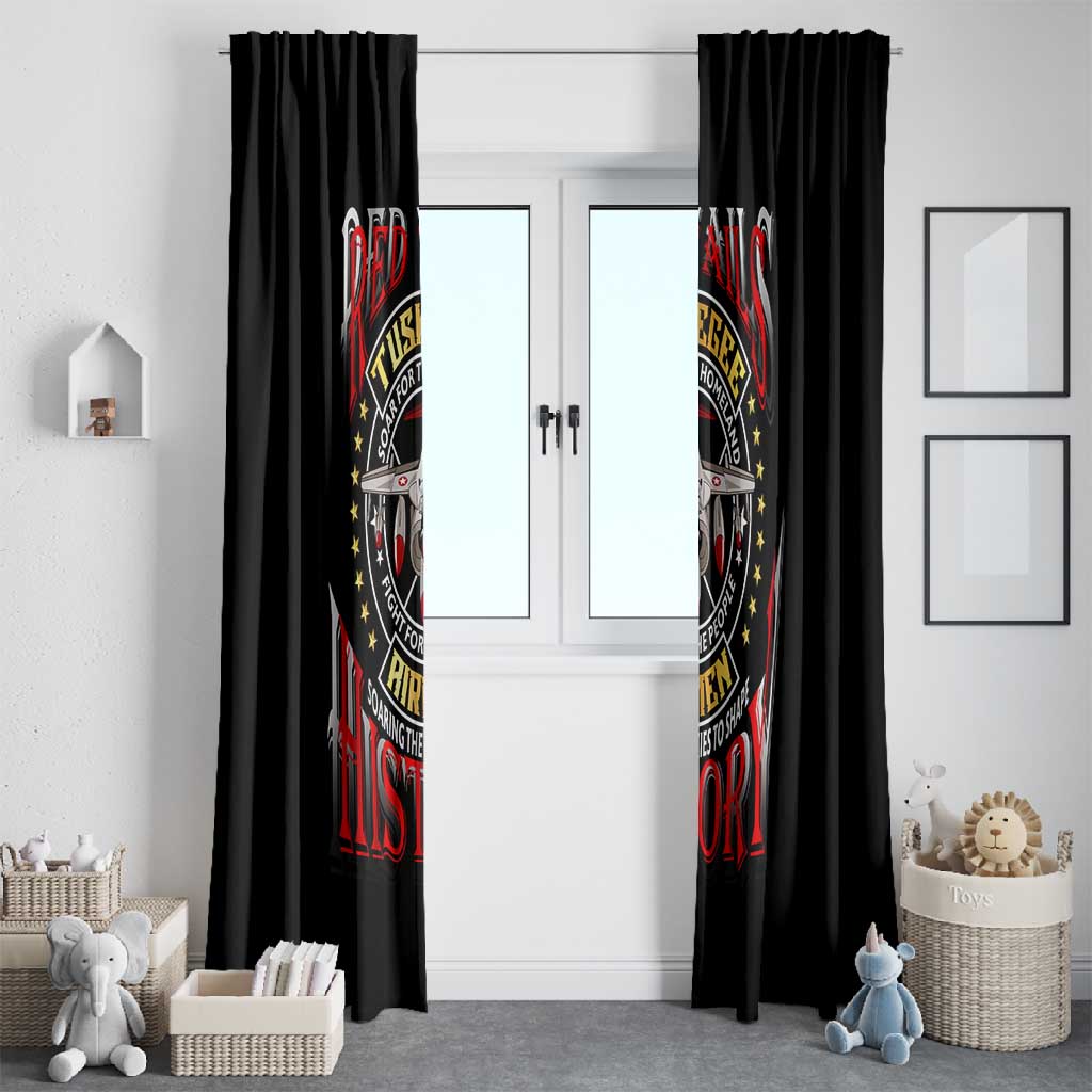 Red Tails Tuskegee Airmen Window Curtain Black History Fighter Plane Patriotic Tribute - African Pride