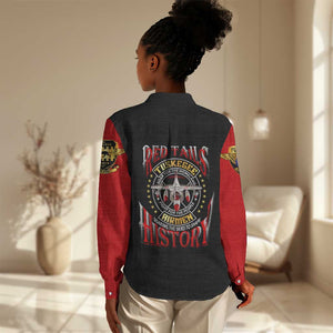Red Tails Tuskegee Airmen Women Casual Shirt Black History Fighter Plane Patriotic Tribute - African Pride