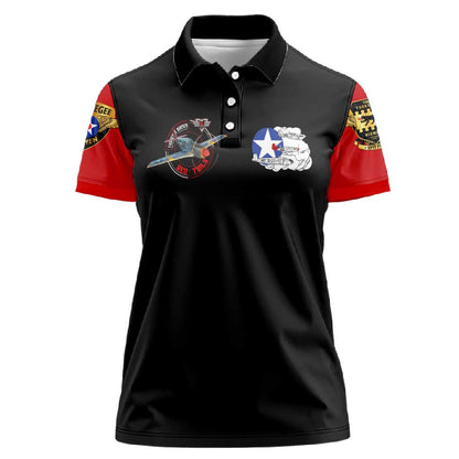 Red Tails Tuskegee Airmen Women Polo Shirt Black History Fighter Plane Patriotic Tribute - African Pride