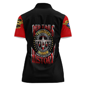 Red Tails Tuskegee Airmen Women Polo Shirt Black History Fighter Plane Patriotic Tribute - African Pride