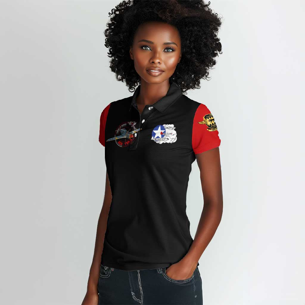 Red Tails Tuskegee Airmen Women Polo Shirt Black History Fighter Plane Patriotic Tribute - African Pride