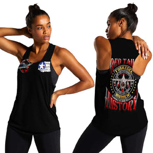 Red Tails Tuskegee Airmen Women Racerback Tank Black History Fighter Plane Patriotic Tribute - African Pride