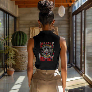 Red Tails Tuskegee Airmen Women Sleeveless Polo Shirt Black History Fighter Plane Patriotic Tribute - African Pride