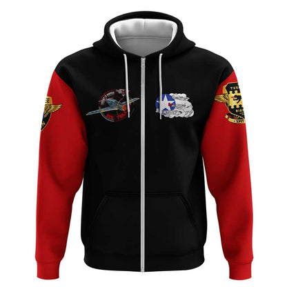 Red Tails Tuskegee Airmen Zip Hoodie Black History Fighter Plane Patriotic Tribute - African Pride