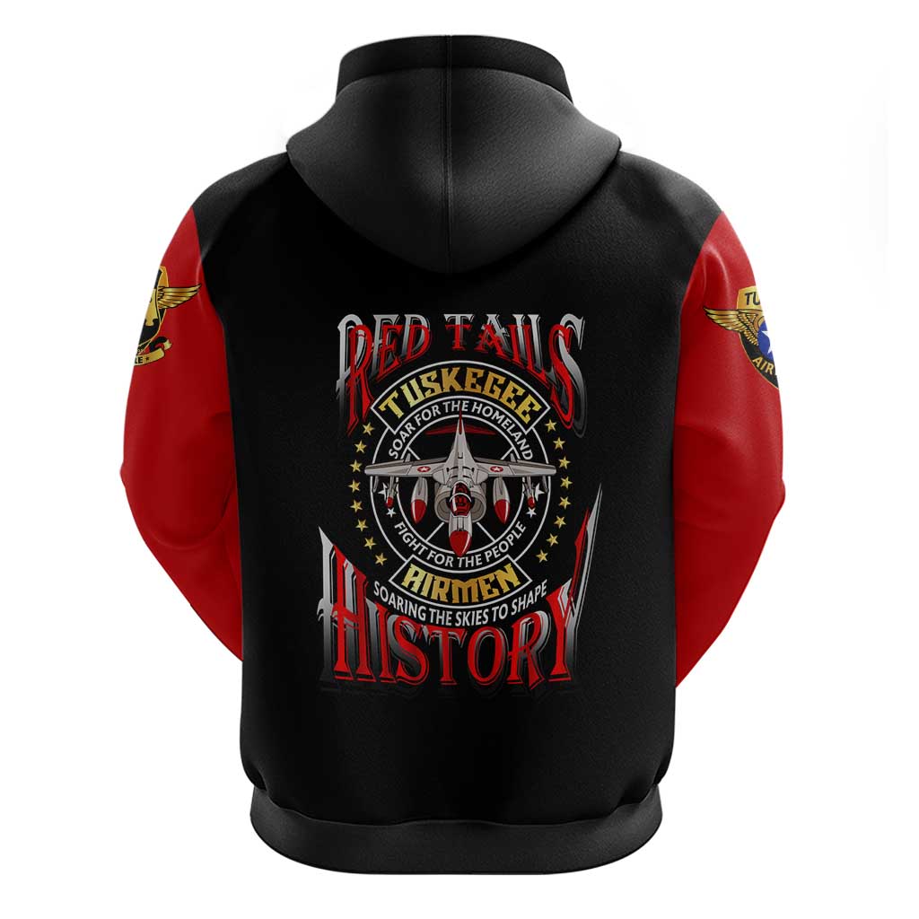 Red Tails Tuskegee Airmen Zip Hoodie Black History Fighter Plane Patriotic Tribute - African Pride