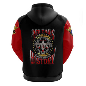 Red Tails Tuskegee Airmen Zip Hoodie Black History Fighter Plane Patriotic Tribute - African Pride