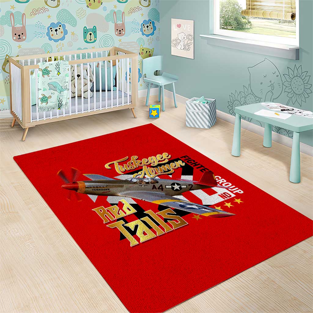 Tuskegee Red Tails Airmen Area Rug African American WWII Fighter Pilot Legacy - African Pride