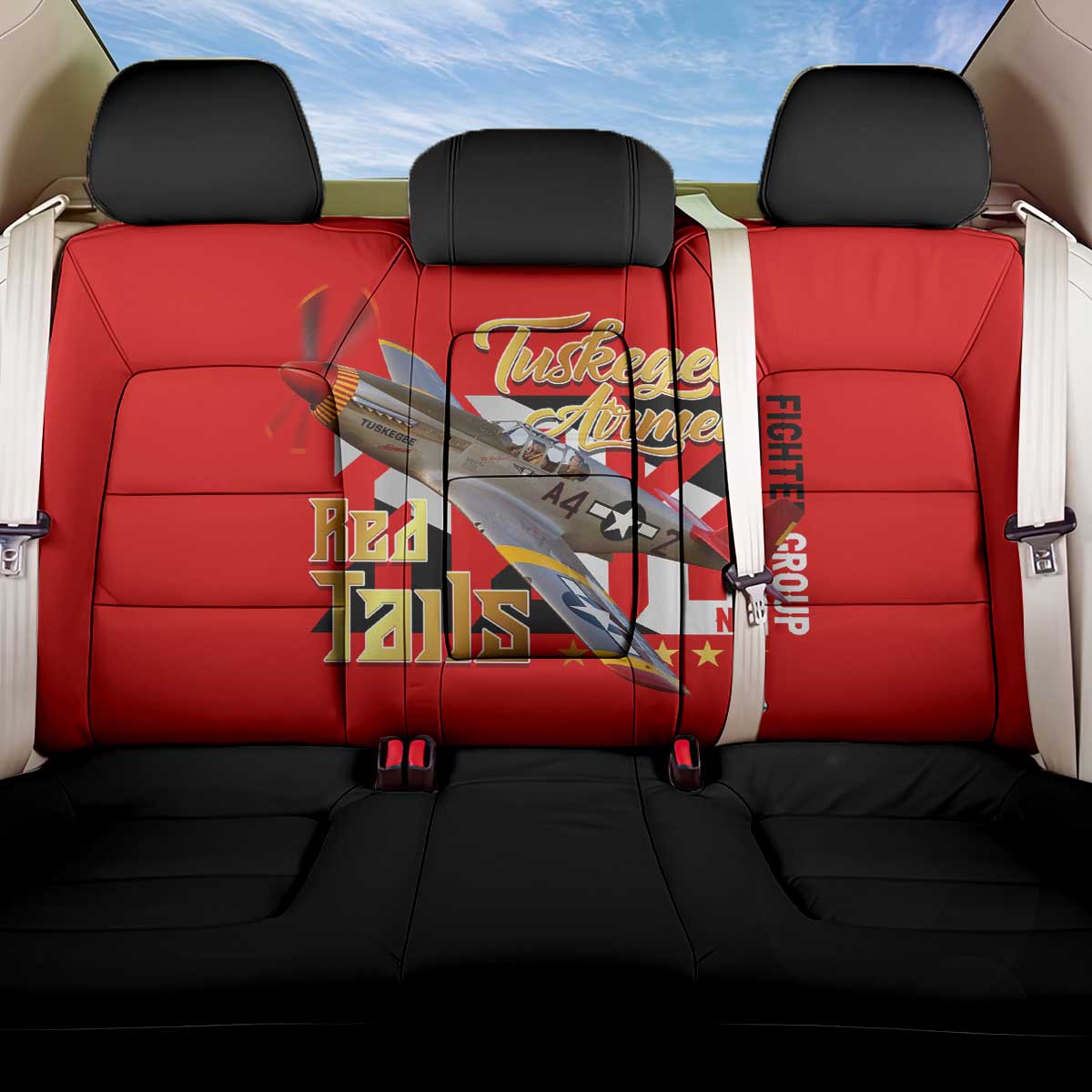 Tuskegee Red Tails Airmen Back Car Seat Cover African American WWII Fighter Pilot Legacy - African Pride