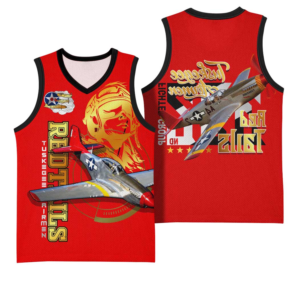 Tuskegee Red Tails Airmen Basketball Jersey African American WWII Fighter Pilot Legacy - African Pride