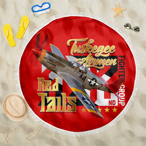 Tuskegee Red Tails Airmen Beach Blanket African American WWII Fighter Pilot Legacy - African Pride