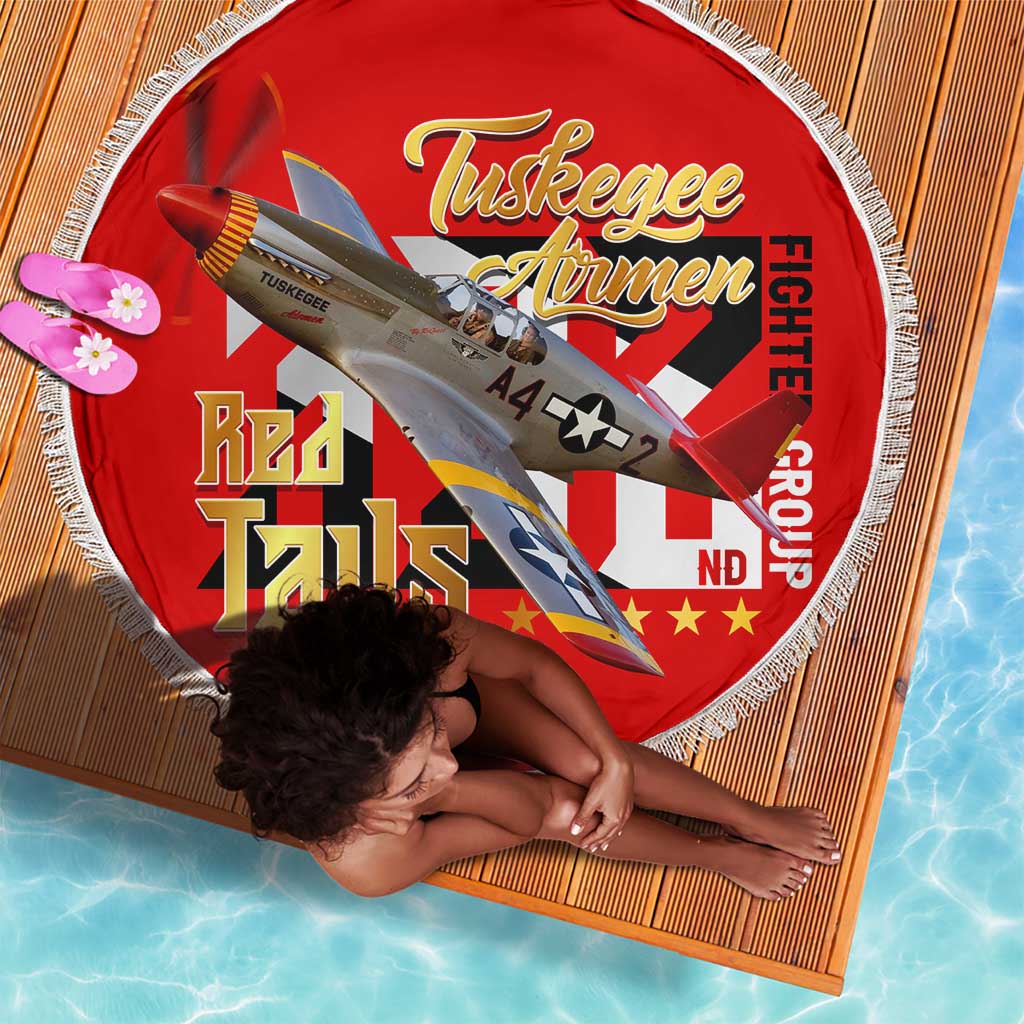 Tuskegee Red Tails Airmen Beach Blanket African American WWII Fighter Pilot Legacy - African Pride