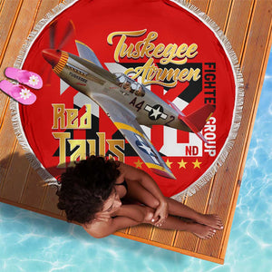 Tuskegee Red Tails Airmen Beach Blanket African American WWII Fighter Pilot Legacy - African Pride
