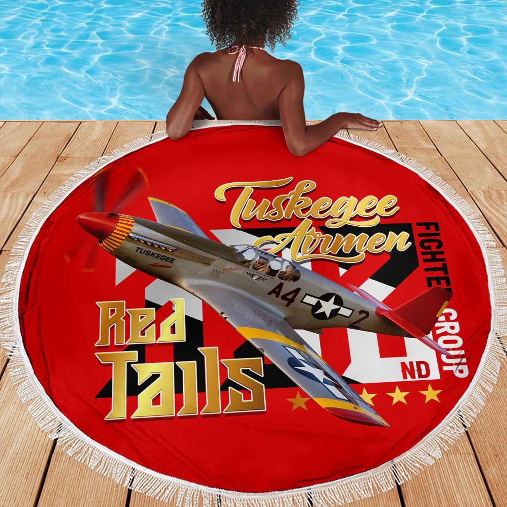 Tuskegee Red Tails Airmen Beach Blanket African American WWII Fighter Pilot Legacy - African Pride