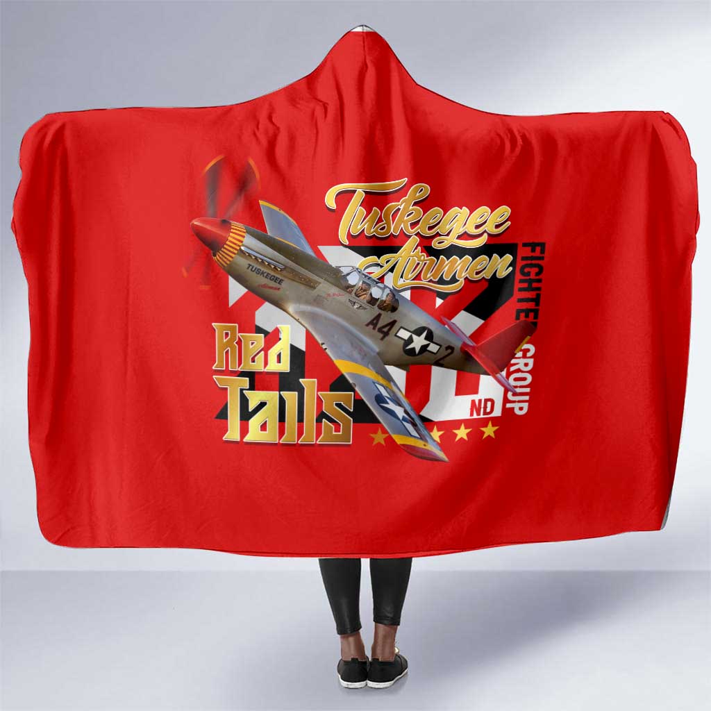 Tuskegee Red Tails Airmen Hooded Blanket African American WWII Fighter Pilot Legacy - African Pride