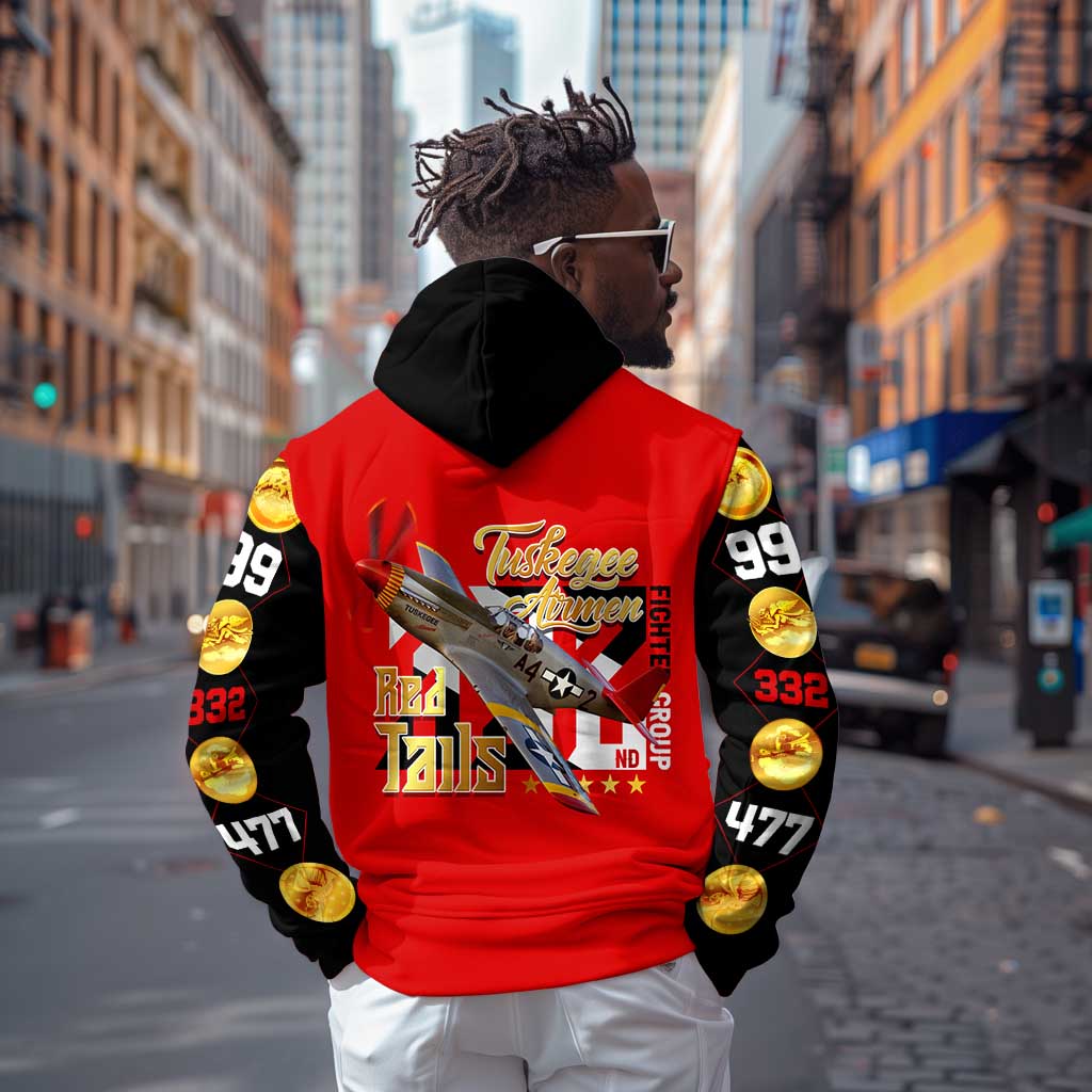 Tuskegee Red Tails Airmen Hoodie African American WWII Fighter Pilot Legacy - African Pride