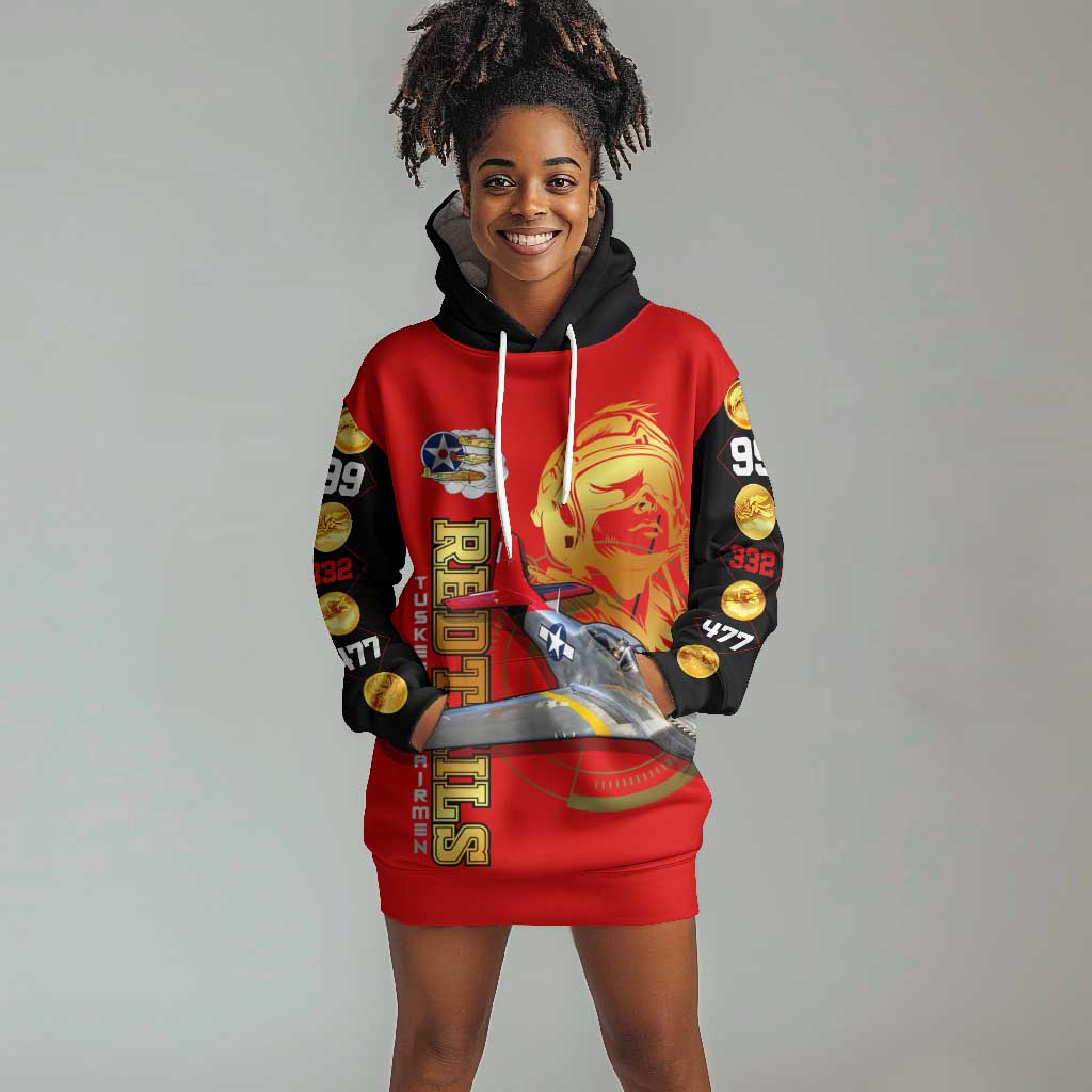 Tuskegee Red Tails Airmen Hoodie Dress African American WWII Fighter Pilot Legacy - African Pride