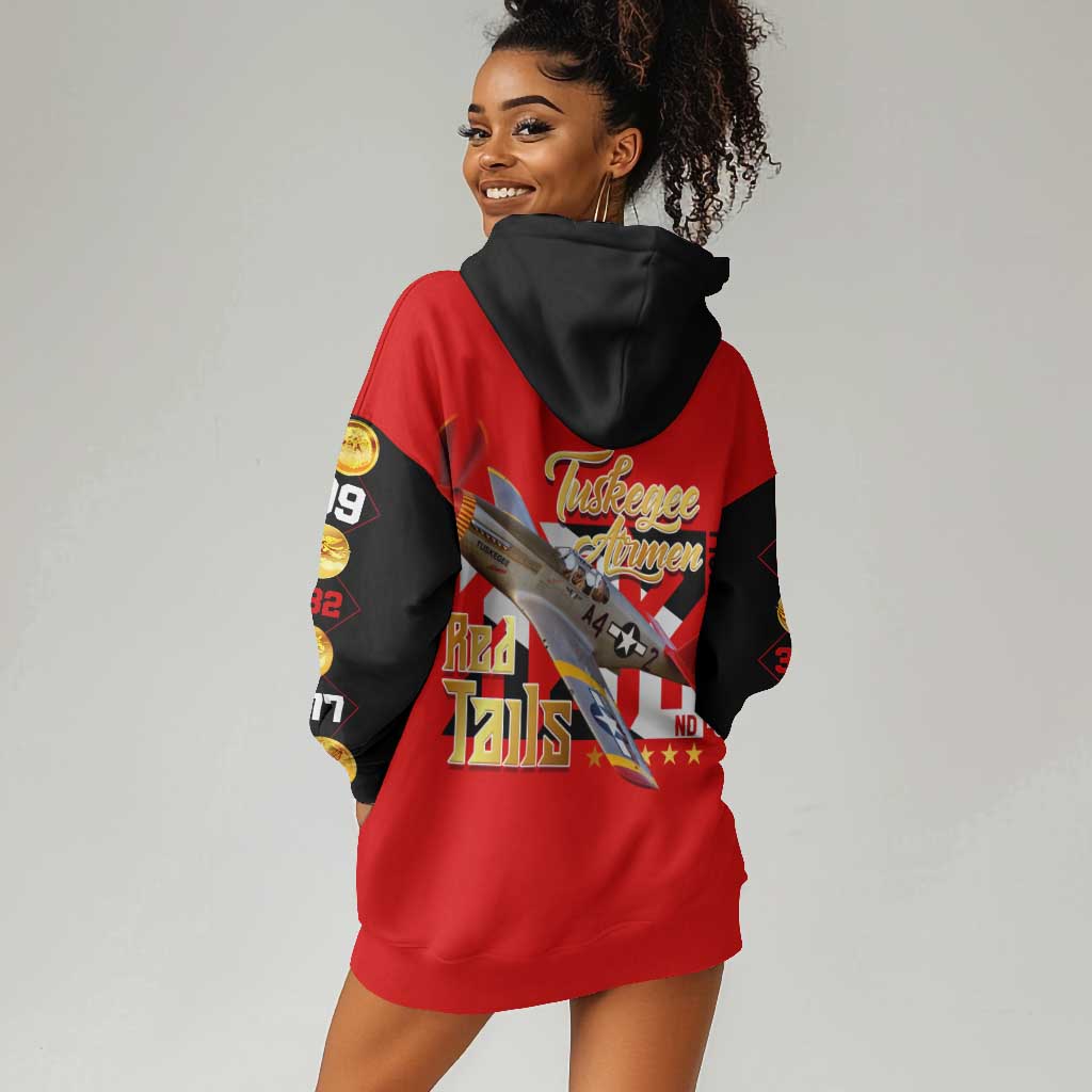 Tuskegee Red Tails Airmen Hoodie Dress African American WWII Fighter Pilot Legacy - African Pride