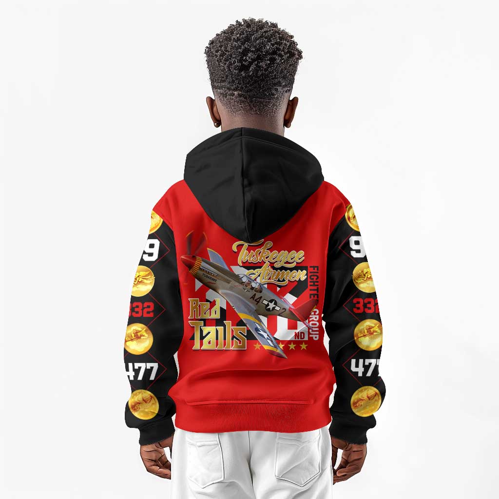 Tuskegee Red Tails Airmen Kid Hoodie African American WWII Fighter Pilot Legacy - African Pride