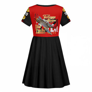 Tuskegee Red Tails Airmen Kid Short Sleeve Dress African American WWII Fighter Pilot Legacy - African Pride