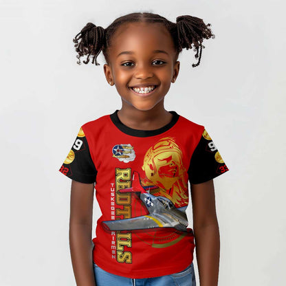 Tuskegee Red Tails Airmen Kid T shirt African American WWII Fighter Pilot Legacy - African Pride