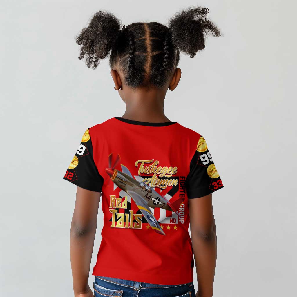 Tuskegee Red Tails Airmen Kid T shirt African American WWII Fighter Pilot Legacy - African Pride