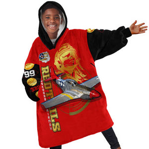 Tuskegee Red Tails Airmen Kid Wearable Blanket Hoodie African American WWII Fighter Pilot Legacy - African Pride