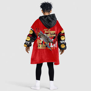 Tuskegee Red Tails Airmen Kid Wearable Blanket Hoodie African American WWII Fighter Pilot Legacy - African Pride