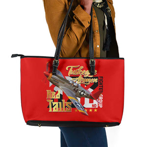 Tuskegee Red Tails Airmen Leather Tote Bag African American WWII Fighter Pilot Legacy - African Pride