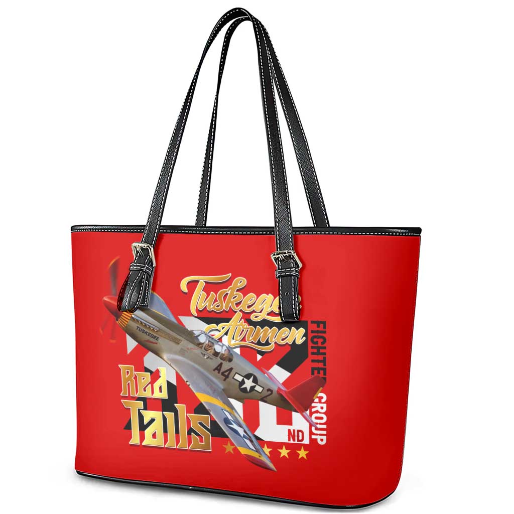 Tuskegee Red Tails Airmen Leather Tote Bag African American WWII Fighter Pilot Legacy - African Pride
