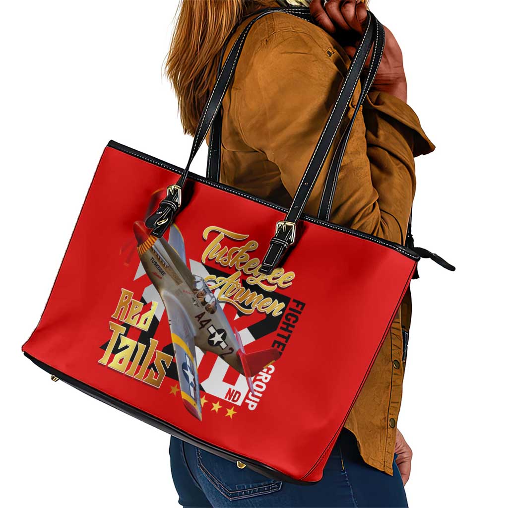 Tuskegee Red Tails Airmen Leather Tote Bag African American WWII Fighter Pilot Legacy - African Pride