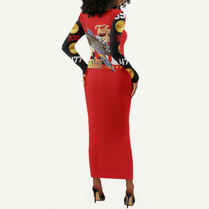 Tuskegee Red Tails Airmen Long Sleeve Bodycon Dress African American WWII Fighter Pilot Legacy - African Pride