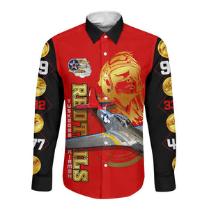 Tuskegee Red Tails Airmen Long Sleeve Button Shirt African American WWII Fighter Pilot Legacy - African Pride