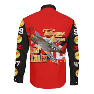Tuskegee Red Tails Airmen Long Sleeve Button Shirt African American WWII Fighter Pilot Legacy - African Pride