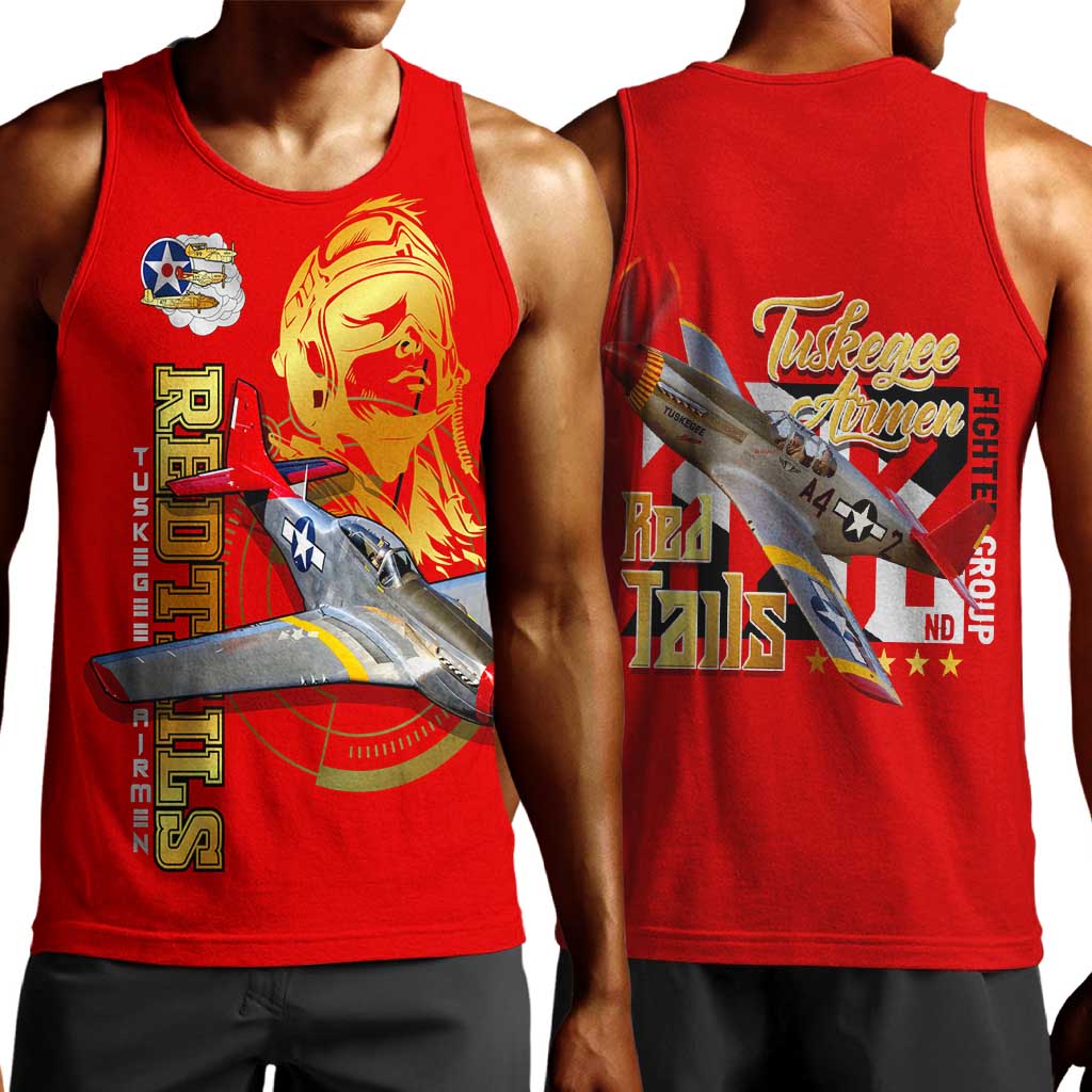 Tuskegee Red Tails Airmen Men Tank Top African American WWII Fighter Pilot Legacy - African Pride