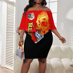 Tuskegee Red Tails Airmen Off Shoulder Short Dress African American WWII Fighter Pilot Legacy - African Pride