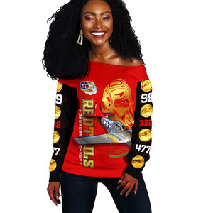 Tuskegee Red Tails Airmen Off Shoulder Sweater African American WWII Fighter Pilot Legacy - African Pride