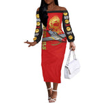 Tuskegee Red Tails Airmen Off The Shoulder Long Sleeve Dress African American WWII Fighter Pilot Legacy - African Pride
