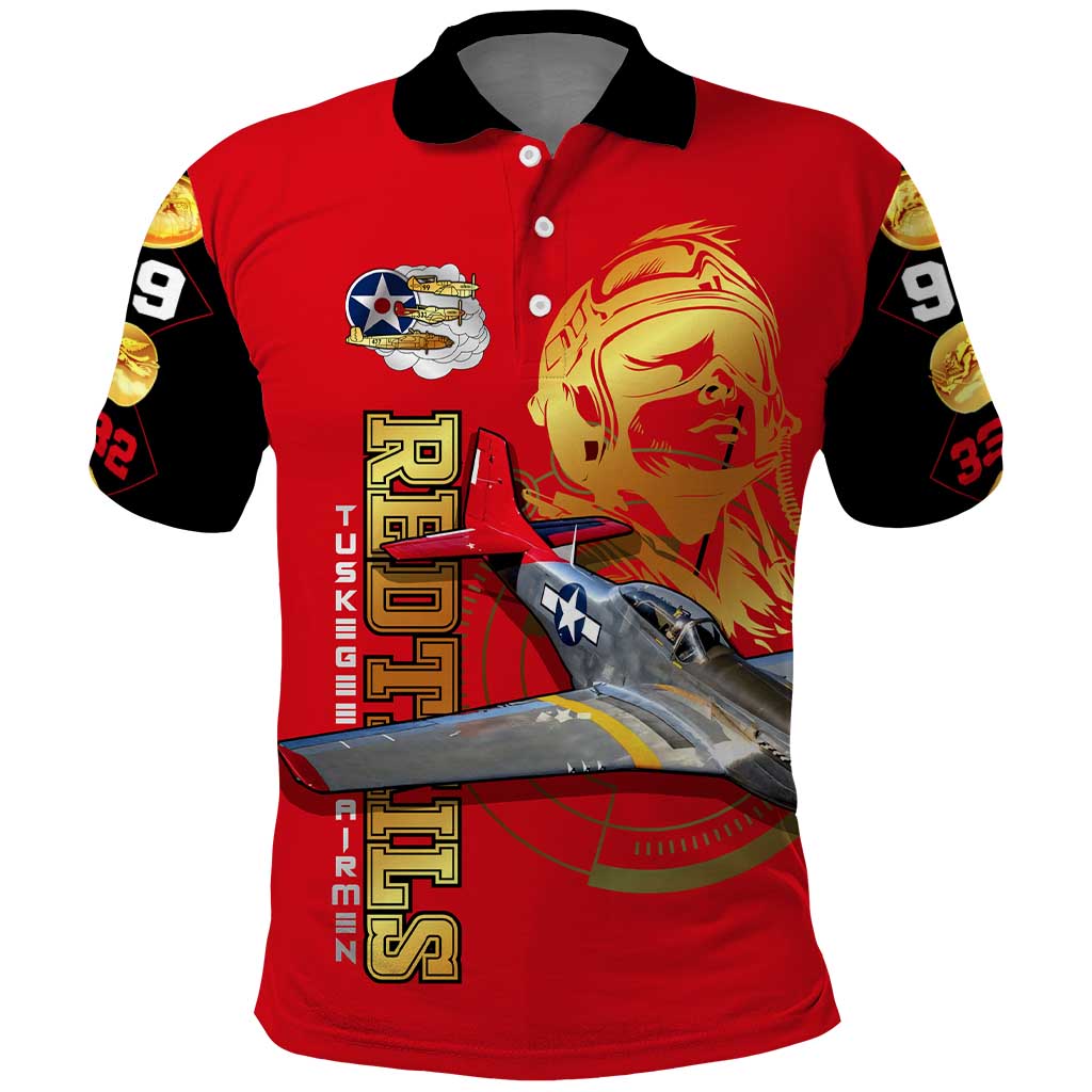 Tuskegee Red Tails Airmen Polo Shirt African American WWII Fighter Pilot Legacy - African Pride